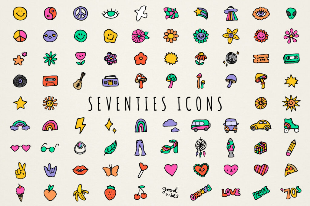 A set of seventies icons